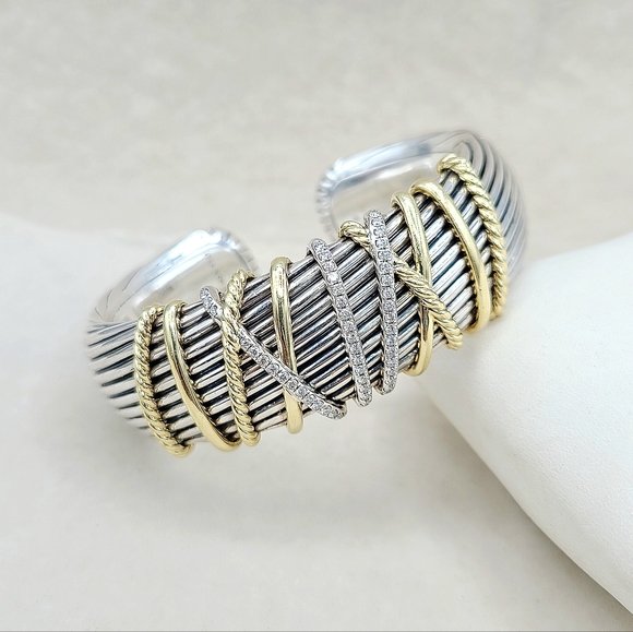 David Yurman Helena Silver and Gold Bracelet - Picture 2 of 15